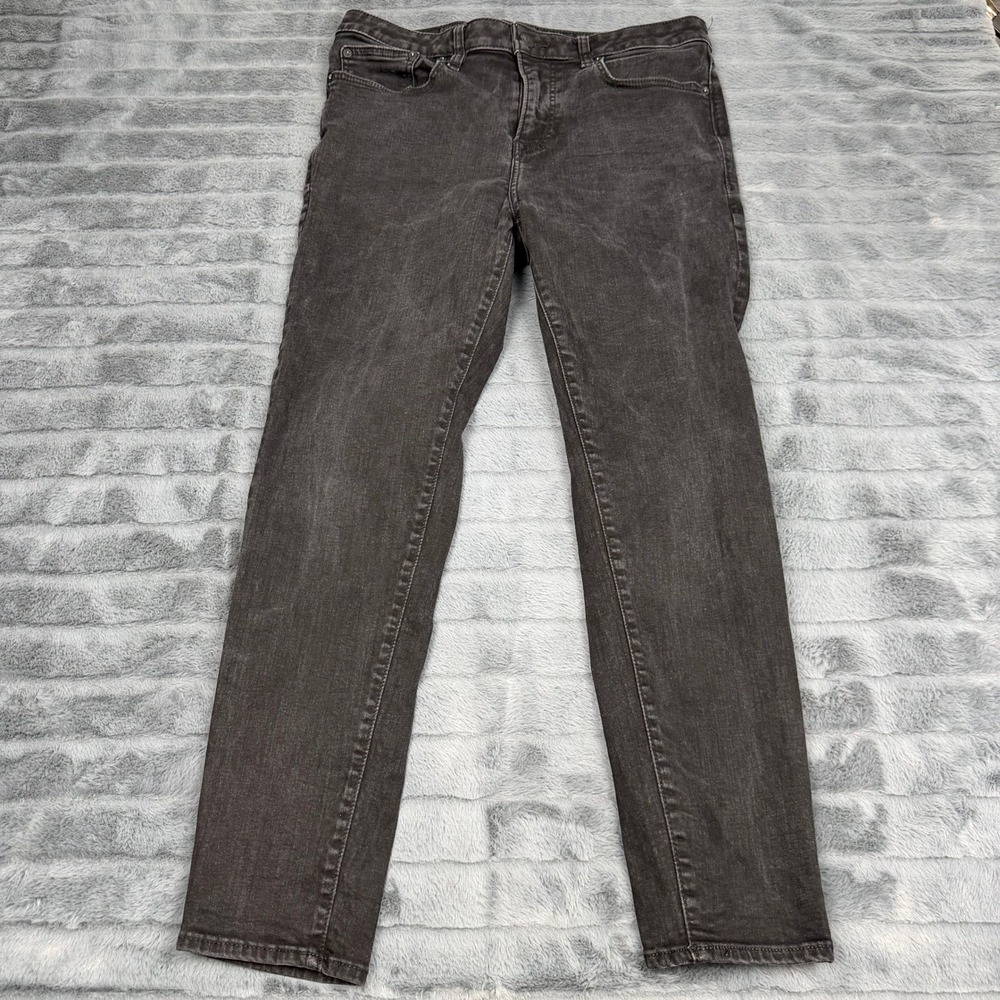 Express Mens Athletic Skinny Jeans 32x30 Faded Black Stretch Denim 13308